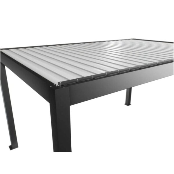 Pergola Biohort, 3x3,5 m, grigio scuro-bianco, con tetto a lamelle. Pergola da giardino con lamelle regolabili.