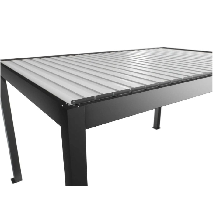 Pergola Biohort, 3x3,5 m, grigio scuro-bianco, con tetto a lamelle. Pergola da giardino con lamelle regolabili.