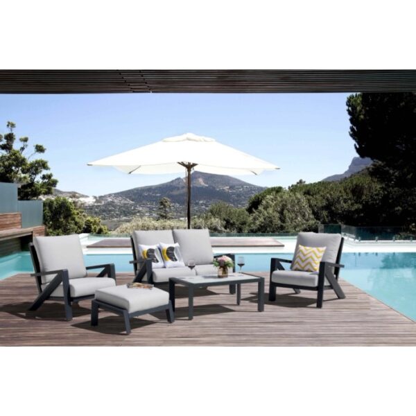 Salotto da giardino Miller in alluminio con cuscini antracite grigio 2 posti
