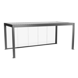 Parete scorrevole in vetro Biohort, vetro trasparente 6 m, grigio quarzo metallizzato, per coperture patio.