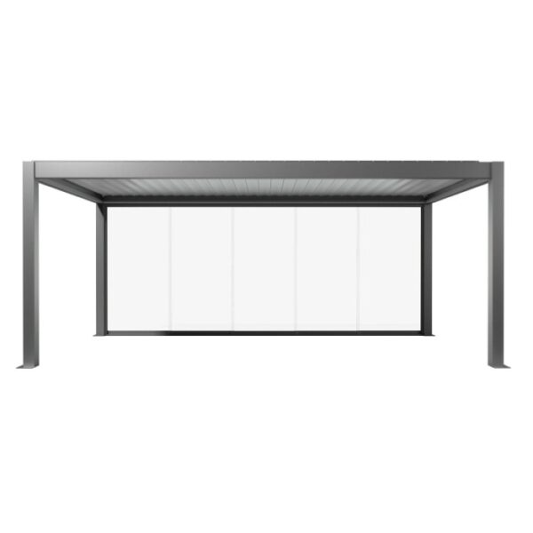 Pannello scorrevole in vetro Biohort, vetro trasparente, 6 m, grigio quarzo metallizzato per coperture per patio.