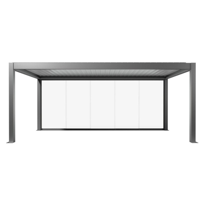 Pannello scorrevole in vetro Biohort, vetro trasparente, 6 m, grigio quarzo metallizzato per coperture per patio.