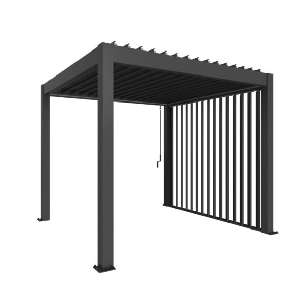 Pannello laterale a lamelle Biohort in grigio quarzo metallizzato per pergola, protezione da vento e intemperie.