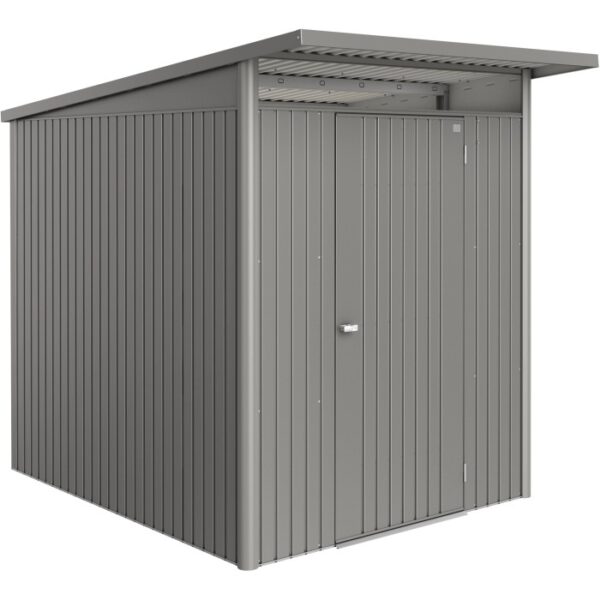 Casetta da giardino in metallo Biohort AvantGarde ECO Gr. A2 grigio quarzo metallizzato con porta standard.