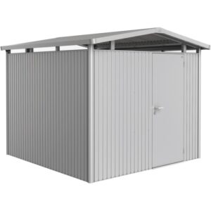 Casetta da giardino in metallo Biohort Panorama, argento, 6,6 m² con porta. Ideale per riporre gli oggetti in giardino.