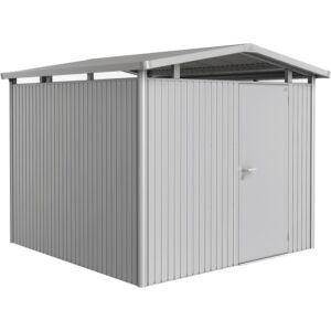 Casetta da giardino in metallo Biohort Panorama, argento, 6,6 m² con porta. Casette da giardino per esterni.