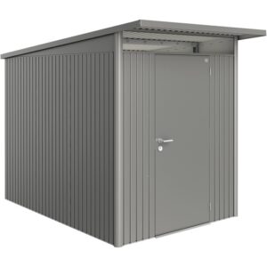 Casetta da giardino Biohort AvantGarde A3, grigio quarzo metallizzato, con porta standard. Casetta in metallo per giardino.