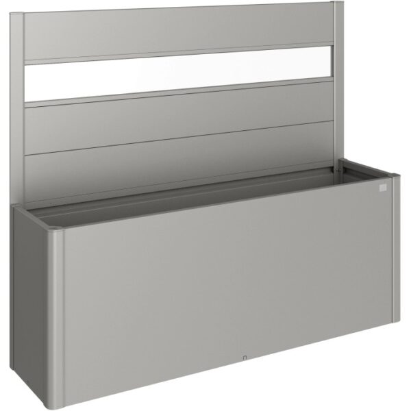 Biohort Belvedere aiuola rialzata con privacy screen e vetro acrilico, grigio quarzo metallizzato.