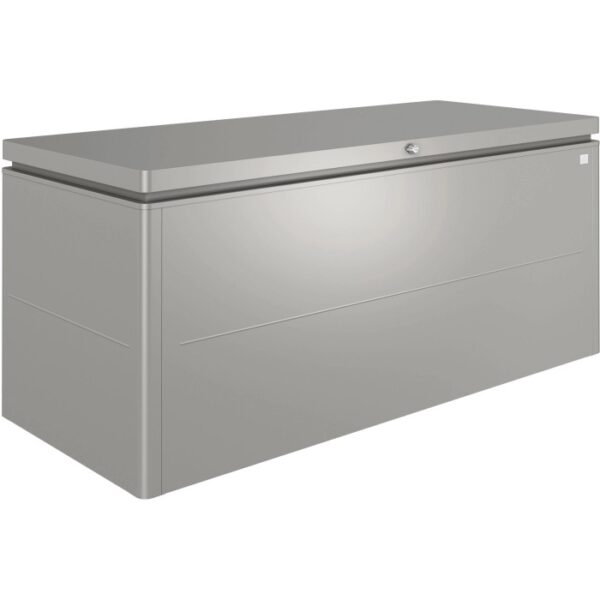 Biohort LoungeBox 200 in grigio quarzo metallizzato: box universale per giardino, terrazza e balcone.
