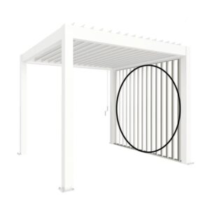 Pannello laterale a lamelle Biohort bianco 4 m con finitura per tettoia da terrazza.