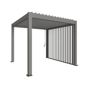 Pannello laterale a lamelle Biohort in grigio quarzo metallizzato per pergola, protezione da vento e intemperie.
