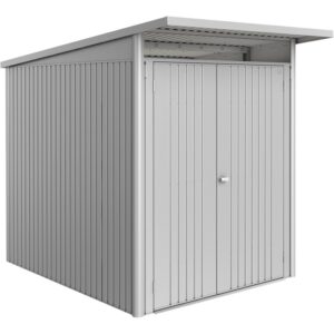 Casetta da giardino in metallo Biohort AvantGarde ECO Gr. A2, argento-metallizzato con doppia porta.