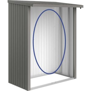 Pannello posteriore Biohort per legnaia WoodStock 150, grigio quarzo metallizzato, accessorio per sistemi di stoccaggio da giardino.
