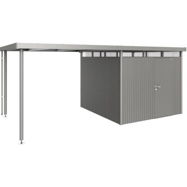 Biohort Tetto Laterale Misura L, Grigio Quarzo-Metallizzato, per casetta HighLine H4. Estensione con pluviale.