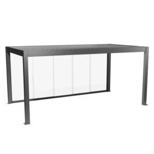 Parete scorrevole in vetro Biohort, vetro trasparente, 5,5 m, grigio quarzo metallizzato, per coperture per patio.