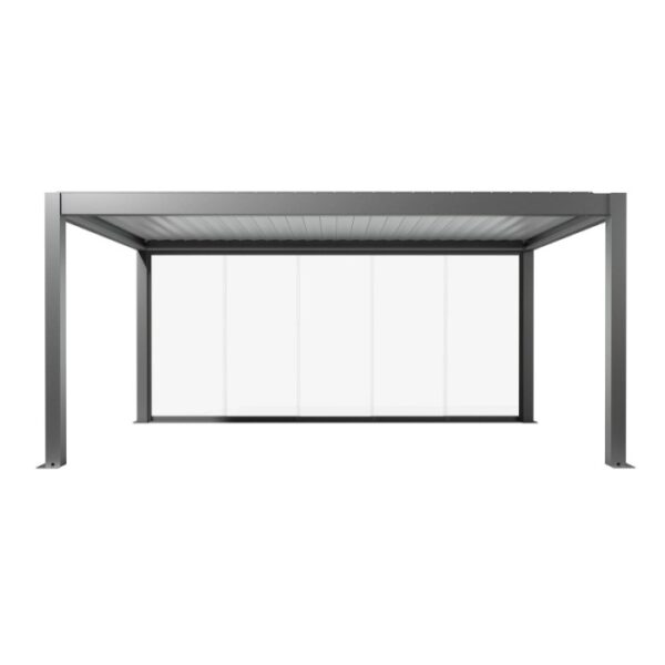 Pannello scorrevole in vetro Biohort, vetro trasparente, 5,5 m, grigio quarzo metallizzato, per coperture per patio.