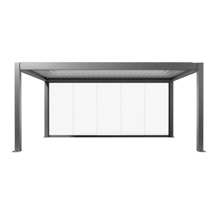 Pannello scorrevole in vetro Biohort, vetro trasparente, 5,5 m, grigio quarzo metallizzato, per coperture per patio.