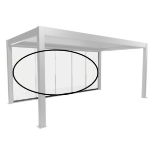 Parete scorrevole in vetro Biohort vetro trasparente, 5,5 m, grigio quarzo metallizzato per coperture per terrazzi.