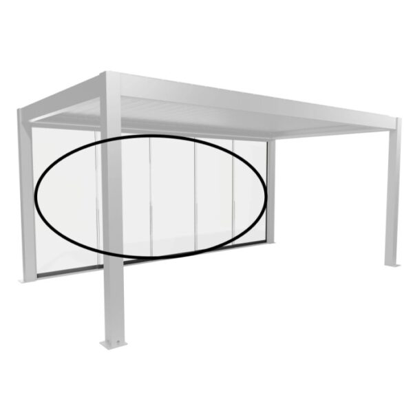 Parete scorrevole in vetro Biohort vetro trasparente, 5,5 m, grigio quarzo metallizzato per coperture per terrazzi.