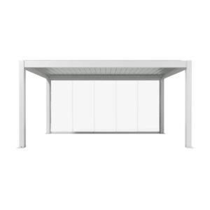 Pannello scorrevole in vetro Biohort bianco (5 m) per coperture patio con vetro trasparente.
