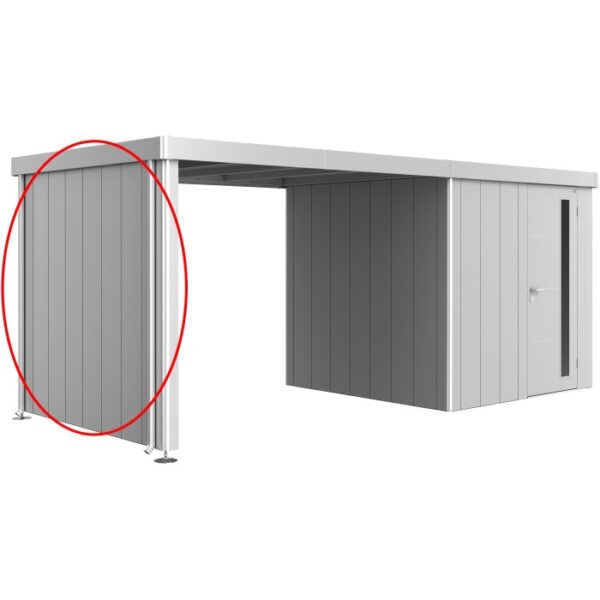 Pannello laterale Biohort per casetta Neo, argento metallizzato. Accessorio per tetto laterale casetta.