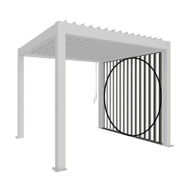 Pannello laterale a lamelle Biohort in grigio quarzo metallizzato per coperture patio.