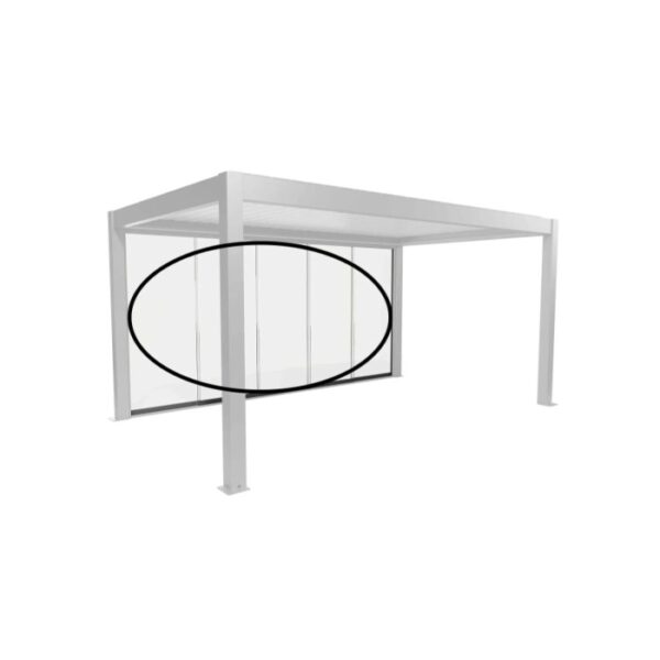 Parete scorrevole in vetro Biohort vetro trasparente 5 m grigio quarzo metallizzato su pergola.