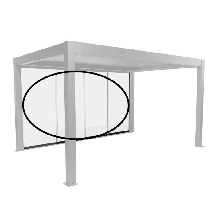 Parete scorrevole in vetro Biohort vetro trasparente 4 m, grigio scuro metallizzato, per tettoie.