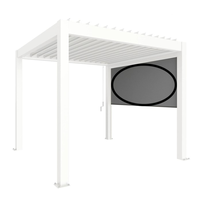 Tenda parasole elettrica Biohort bianca (4 m) su tettoia per patio.