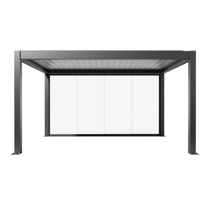 Parete scorrevole in vetro Biohort vetro trasparente 4,5 m, grigio scuro metallizzato, per coperture per terrazzi.