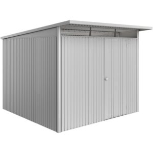 Casetta da giardino Biohort AvantGarde ECO taglia A7, argento metallizzato, con porta standard. Casetta in metallo per il giardino.