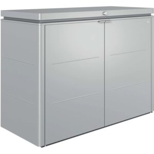 Biohort HighBoard 160 box da giardino in argento metallizzato: box universale resistente alle intemperie con ante chiudibili a chiave.