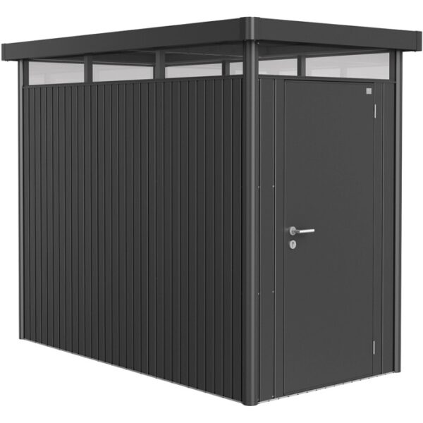 Casetta da giardino in metallo Biohort HighLine grigio scuro metallizzato con porta standard. Casette da giardino per esterni.