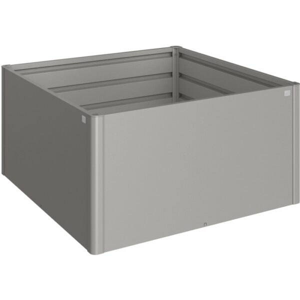 Biohort aiuola rialzata, 1,5x1,5m, grigio quarzo metallizzato. Aiuola rialzata quadrata in metallo per giardino e piante.