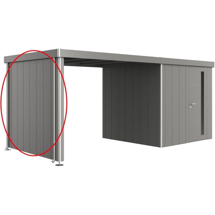 Pannello laterale Biohort per casetta Neo, grigio quarzo metallizzato. Accessorio per casette da giardino.