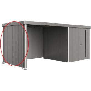 Pannello laterale Biohort per tettoia casetta Neo, grigio quarzo metallizzato. Accessorio per casetta da giardino.