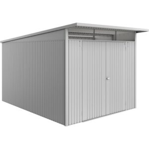 Casetta da giardino in metallo Biohort AvantGarde ECO Gr. A8 color argento metallizzato con doppia porta.