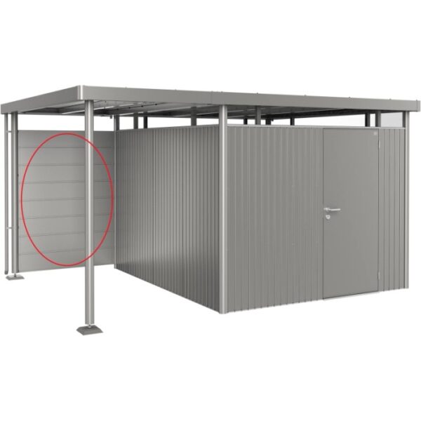 Pannello posteriore Biohort per tettoia laterale H2-H5, grigio quarzo metallizzato, 134x4x181 cm.