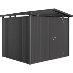 Casetta da giardino in metallo Biohort Panorama, grigio scuro, 5,6 m², con porta. Ideale per riporre gli oggetti in giardino.
