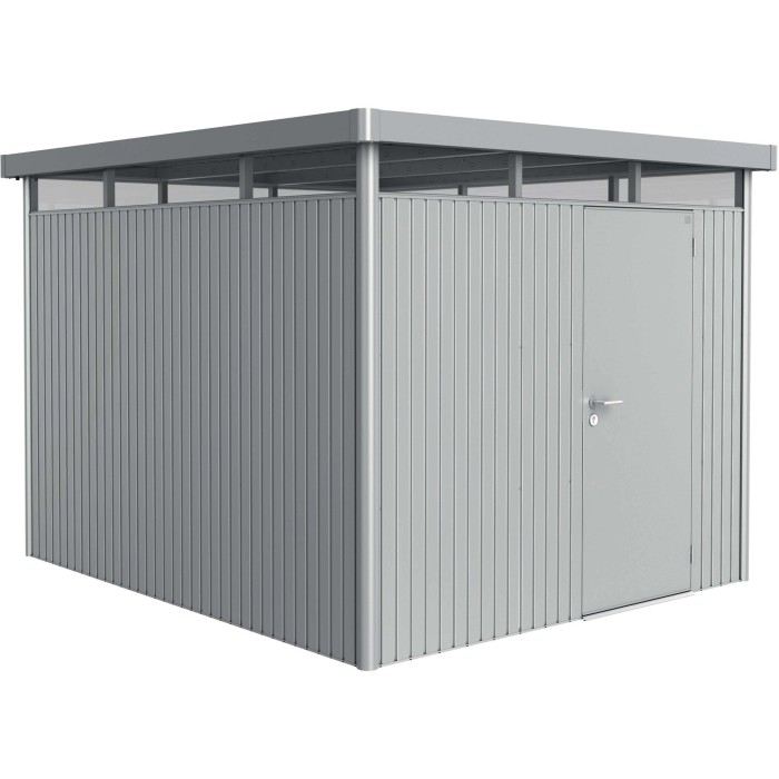 Casetta da giardino in metallo Biohort HighLine, 7,6 m², argento-metallizzato con porta singola.