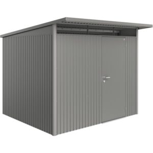 Casetta da giardino in metallo Biohort AvantGarde A6, grigio quarzo metallizzato, con porta standard.