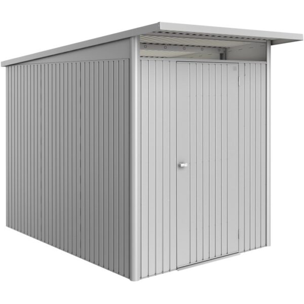 Casetta da giardino in metallo Biohort AvantGarde ECO Gr. A3 color argento metallizzato con porta standard.