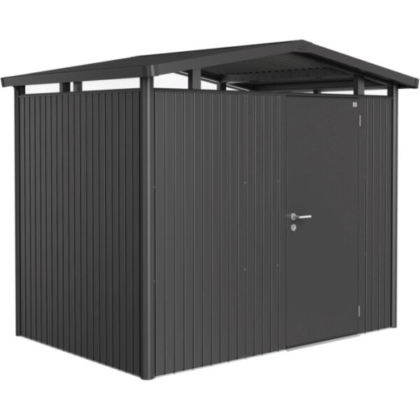 Casetta da giardino in metallo Biohort Panorama, grigio scuro, 4,6 m², con porta. Ideale per riporre gli oggetti in giardino.