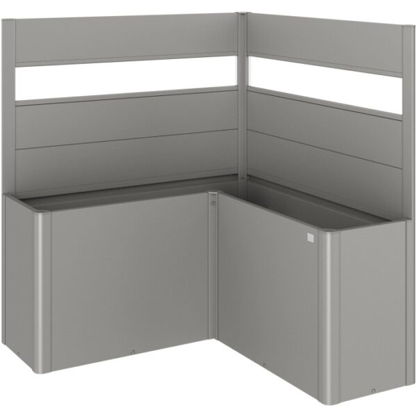 Paravento Biohort Belvedere a L, grigio quarzo metallizzato, accessorio in 2 pezzi per aiuole rialzate.
