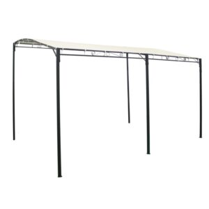 Gazebo t.b.t. con struttura nera e copertura in tessuto beige.