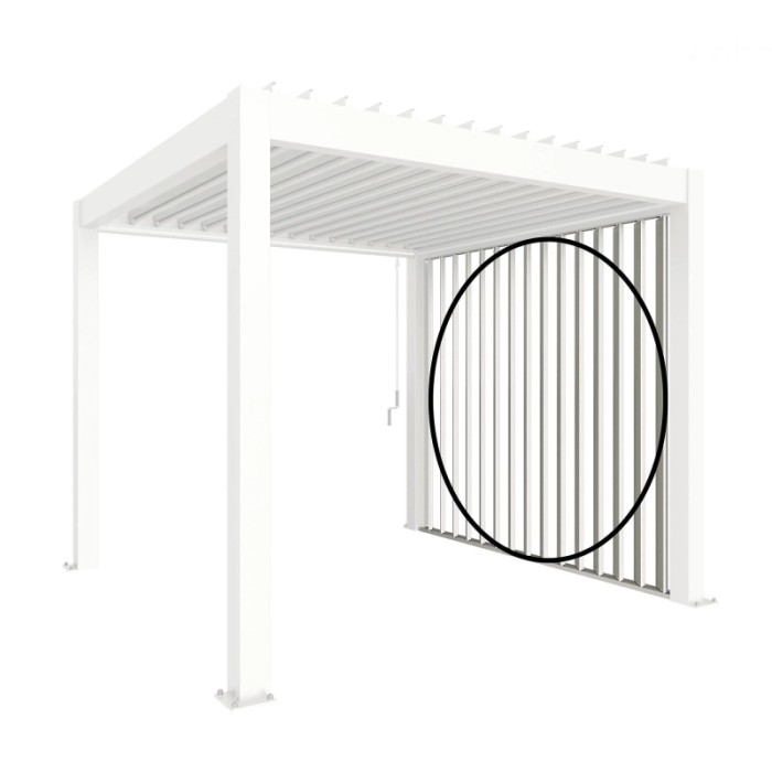 Pannello laterale a lamelle Biohort 3,5 m bianco per copertura terrazza.