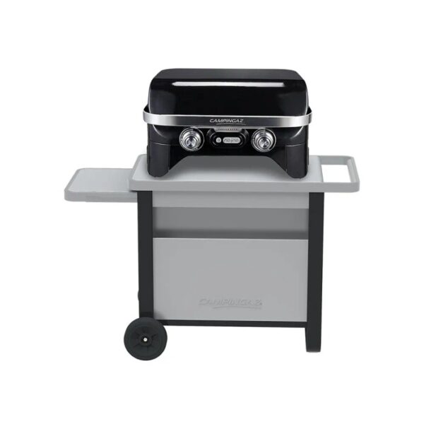 Campingaz Grillwagen Deluxe con ruote e tavolo laterale per barbecue a gas fino a 11 kg.