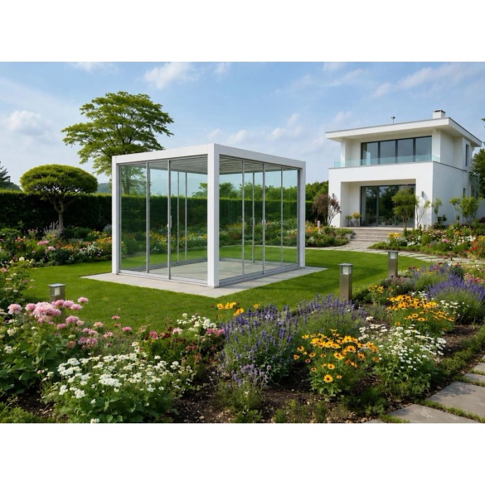Vetrata scorrevole pergola Myara 3x2,5 m anodizzato