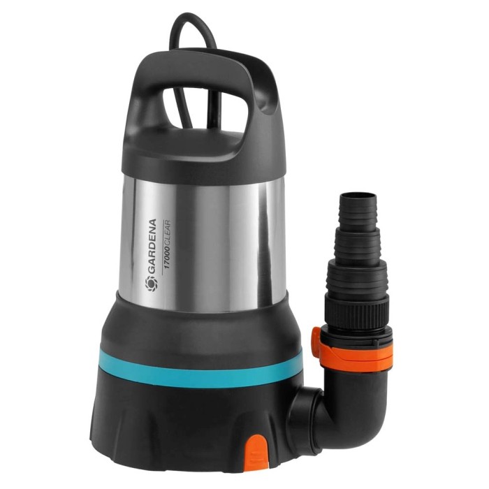 Pompa sommersa Gardena 17000 Clear per acque chiare con raccordo.