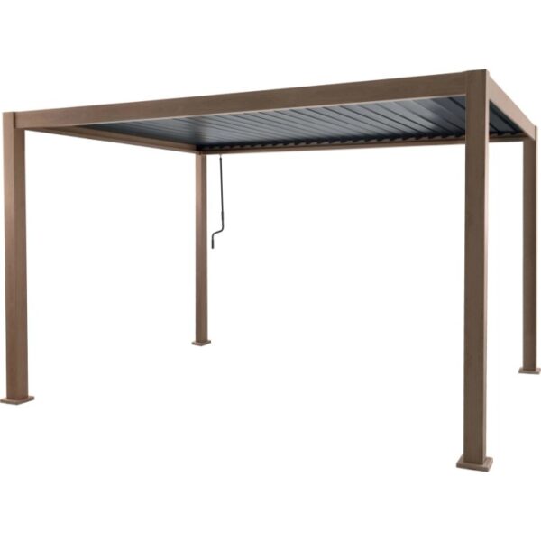 Pergola in alluminio Myara L394xP296xH250 cm legno chiaro